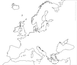 Printable Free Blank Map of Europe in PDF [Outline Cities]