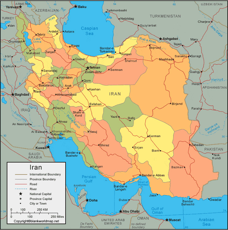 Labeled Map of Iran