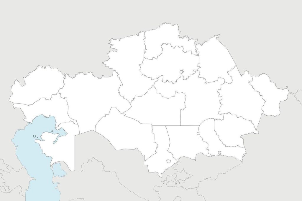 Map of Kazakhstan for Practice Worksheet