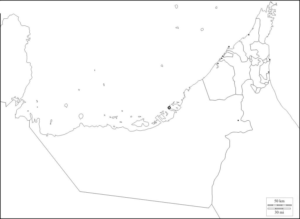 Map of UAE For Practice Worksheet